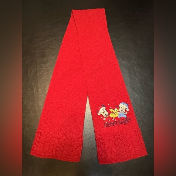 Disney Other - Vintage Disney Babies Vibrant Red Knit Scarf